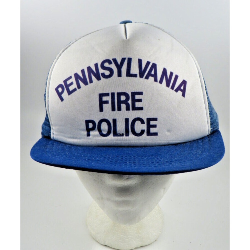 Vtg Foam Front Mesh Back Pennsylvania Fire Police Trucker Hat Cap JHats Snapback